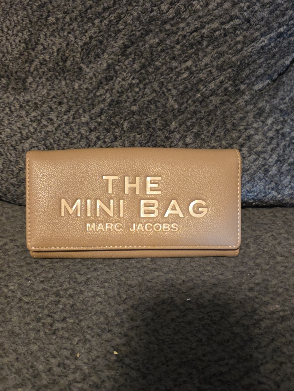 Marc Jacobs Taupe Pebbled Leather Wallet with Logo
